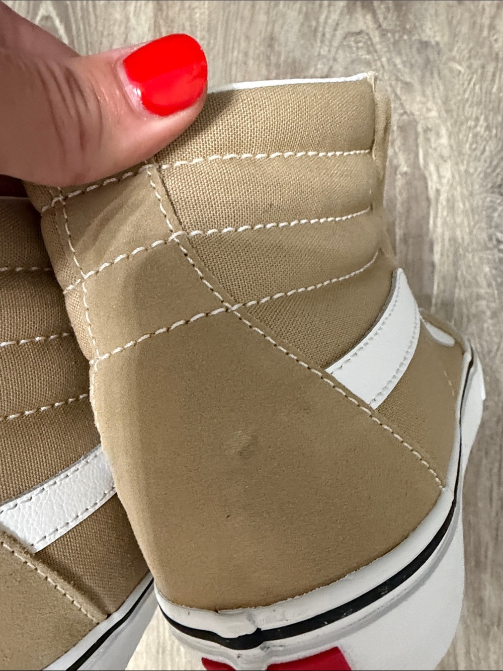 Vans Sk8-Hi Tan and White High-Top Sneakers - Picture 4 of 5